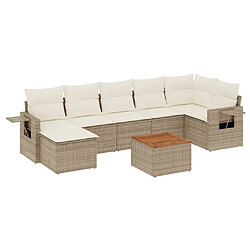 vidaXL Salon de jardin avec coussins 8 pcs beige résine tressée