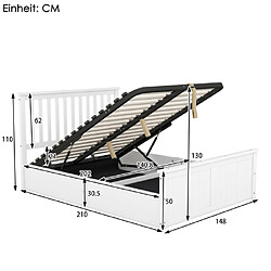 Avis ComfortXL Lit En Bois Avec Sommier à Lattes Et Espace De Rangement ,facile à Monter - Blanc - 140x200cm