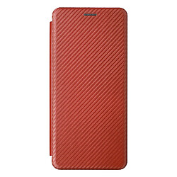 Coque en TPU + PU texture en fibre de carbone avec béquille en anneau et porte-carte orange pour votre Motorola Moto G51 5G