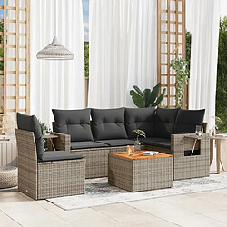 Maison Chic Salon de jardin 6 pcs avec coussins | Ensemble de Table et chaises | Mobilier d'Extérieur gris résine tressée -GKD95307