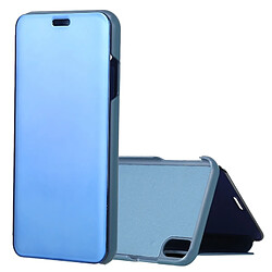 Wewoo Etui à rabat horizontal en cuir avec miroir de galvanisation pour iPhone XR, avec support (Bleu)