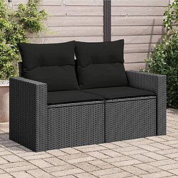 Maison Chic Canapé de jardin avec coussins 2 places | Canapé d'extérieur | Fauteuil,Banquette Jardin noir résine tressée -MN29972