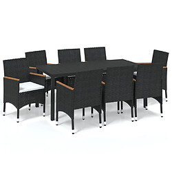 Maison Chic Ensemble à manger d'extérieur 9 pcs avec coussins,Salon de jardin,Mobilier de jardin Résine tressée Noir -GKD795105