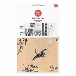 Rico Papier patch Beige jardin japonais Grues 30 x 42 cm