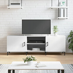 Maison Chic Meuble TV scandinave - Banc TV pour salon blanc brillant 150x30x50 cm bois d'ingénierie -MN86046