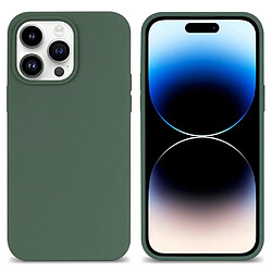 Coque en silicone anti-rayures, revêtement de fibres pour votre iPhone 14 Pro - Vert gazon