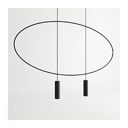 Luminaire Center Plafonnier Holar Modern Acier Noir 2 ampoules 170cm