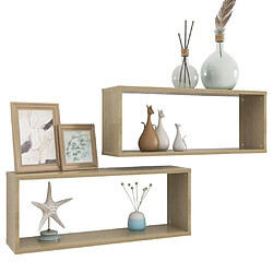 Avis Maison Chic Lot de 2 Étagères cube murales,Etagère de rangement flottantes Chêne sonoma 60x15x23 cm Aggloméré -MN41168