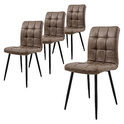 ML-Design Lot de 4 chaises de salle à manger marron simili synthétique pieds en métal noir