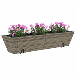 Avis vidaXL Jardinières avec crochets 2 pcs gris résine tressée