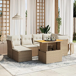 vidaXL Salon de jardin avec coussins 7 pcs beige résine tressée