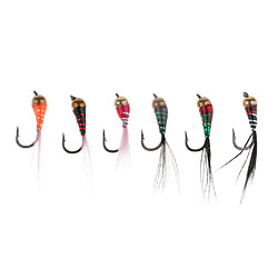 6x Mouche de Pêche Leurre de Pêche Mouche Sèche Artificielle Flottante Nymphe Noyée Streamer pour Pêcher à la Mouche Truite Brochet Bass pas cher