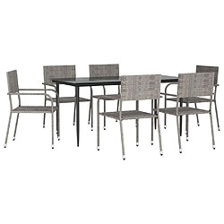 vidaXL Ensemble à Manger de jardin 7pcs gris/noir résine tressée/acier