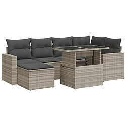 vidaXL Salon de jardin avec coussins 7 pcs gris clair résine tressée