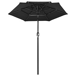 ComfortXL Parasol à 3 Niveaux Avec Mât En Aluminium Noir 2 M