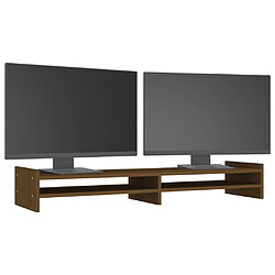 Avis vidaXL Support de moniteur Marron miel 100x27x15 cm Bois de pin solide