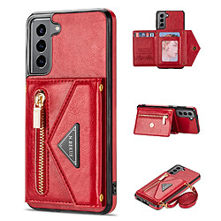 Coque en TPU + PU N.BEKUS avec béquille, porte-carte et dragonne rouge pour votre Samsung Galaxy S22 Plus 5G