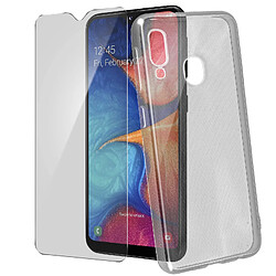 Avizar Coque Galaxy A20e Silicone Souple et Film Ecran Verre Trempé 9H Transparent