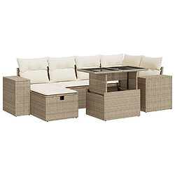 vidaXL Salon de jardin avec coussins 8 pcs beige résine tressée