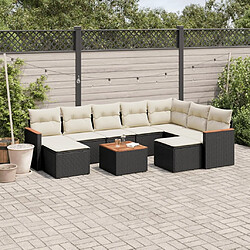 Maison Chic Salon de jardin 10 pcs avec coussins, Ensemble Tables et chaises d'extérieur noir résine tressée -GKD241068