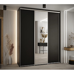 Abiks Meble Armoire à portes coulissantes Davos 3 235.2 x 200 x 45 3 portes coulissante (Noir/Noir/Argent)