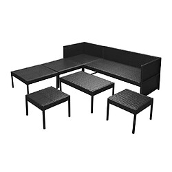 Acheter vidaXL Salon de jardin 6 pcs avec coussins résine tressée noir