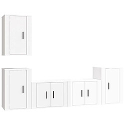 Maison Chic Ensemble de meubles TV 5 pcs pour salon - Blanc brillant Bois d'ingénierie -MN88413