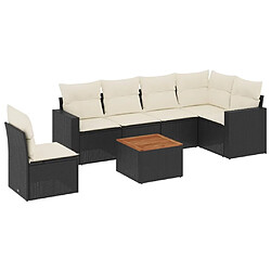 Maison Chic Ensemble Tables et chaises d'extérieur 7pcs avec coussins,Salon de jardin noir résine tressée -GKD491500