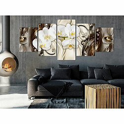 Paris Prix Tableau Orchid Waterfall 5 Panneaux Wide Brown 100x225cm