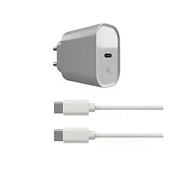 Chargeur Mural + Câble USB C KSIX Blanc 20 W