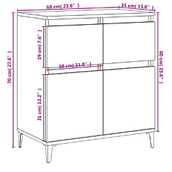 vidaXL Buffet Noir 60x35x70 cm Bois d'ingénierie pas cher