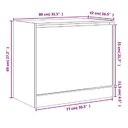 vidaXL Armoire à chaussures gris béton 80x42x69 cm bois d'ingénierie pas cher