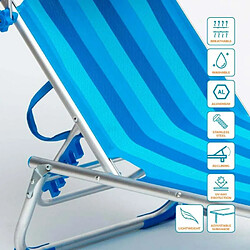 Beach And Garden Design Lit de plage pliant bain de soleil transat piscine portable pare-soleil California, Couleur: Rayures Bleues pas cher