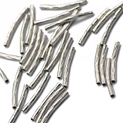 50pcs Argent Motif Gravé Perles Tube Nouilles Fabrication De Bijoux 20mm