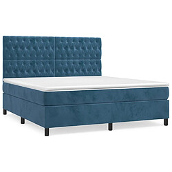 Maison Chic Lit Adulte - Lit simple Lit à sommier tapissier et matelas moelleux - Meuble de Chambre - Bleu foncé 180x200cm Velours -MN59147