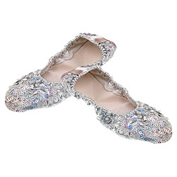 Chaussures de danse du ventre semelles douces chaussures de performance de danse avec des paillettes l argent pas cher