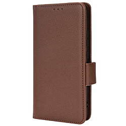 Etui en PU texture litchi avec support, marron pour votre Realme C11