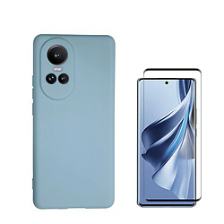 Kit de film en verre trempé de la couverture de 5D + couvercle de silicone liquide Phonecare pour Oppo Reno 10 - Bleu clair