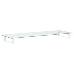 vidaXL Support de moniteur blanc 100x35x8 cm verre trempé et métal