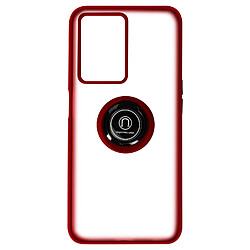 Avizar Coque pour Oppo A77, A57 et A57s Bi-matière Bague Métallique Support Vidéo Rouge