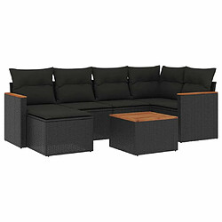 Maison Chic Ensemble Tables et chaises d'extérieur 7pcs avec coussins,Salon de jardin noir résine tressée -GKD493083