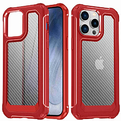 Coque en TPU anti-rayures, texture fibre de carbone pour votre iPhone 14 Pro - rouge