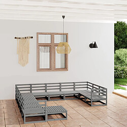 Maison Chic Ensemble de salle à manger de jardin 12 pcs,Table et chaises d'extérieur bois de pin massif -GKD207877