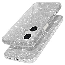 Avizar Coque Paillette pour iPhone 16 Hybride Design Glamour Argent