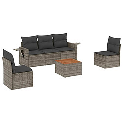 Maison Chic Ensemble Tables et chaises d'extérieur 6pcs avec coussins,Salon de jardin gris résine tressée -GKD585318