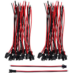 JST 2PIN 22AWG Paire Câble Longueur Totale mm135 (20 Mâles + 20 Femelles) RC