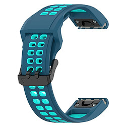 Bracelet en silicone bicolore, 20mm avec boucle à double trou pour votre Garmin Descent Mk2s/D2 Delta S/Fenix 7S/6S/5S - bleu vert