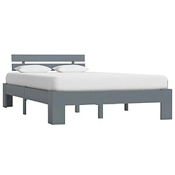 vidaXL Cadre de lit sans matelas gris bois massif de pin 140x200 cm