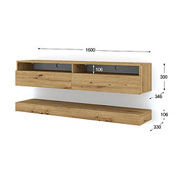 Avis BIM FURNITURE Meuble TV Duo 160 cm suspendu Chêne Artisan