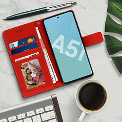 Avis Avizar Housse Samsung Galaxy A51 Étui Porte carte Support Vidéo et Dragonne rouge